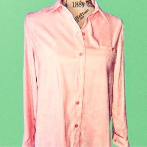 Women's Pink Sag Harbor Button-Down Long-Sleeve Shirt (Size 8)